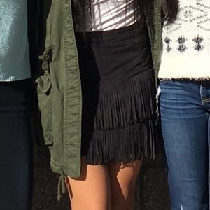 Suede fringe skirt